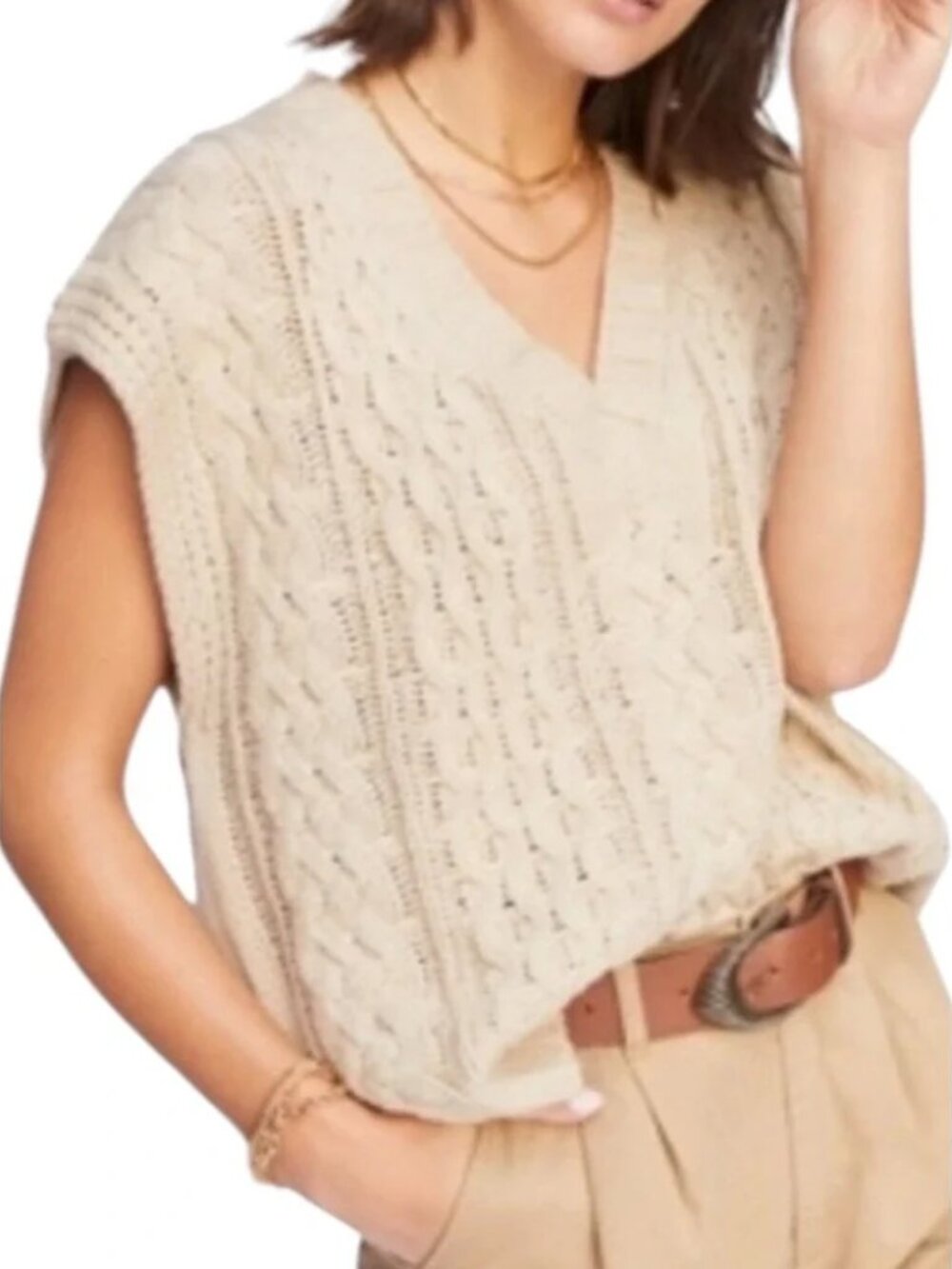 Anthropologie Lea & Viola Cable-Knit Sweater Vest NWOT
